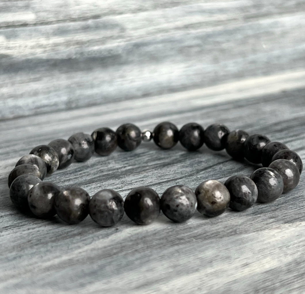 Larvikite (Black Labradorite) Stretch Bracelet