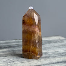 Yellow and Purple Fluorite Tower Crystal Specimen