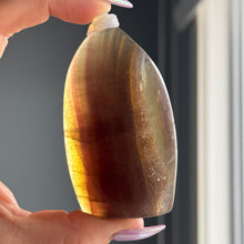 Yellow and Purple Fluorite Flame with Mica Specimen