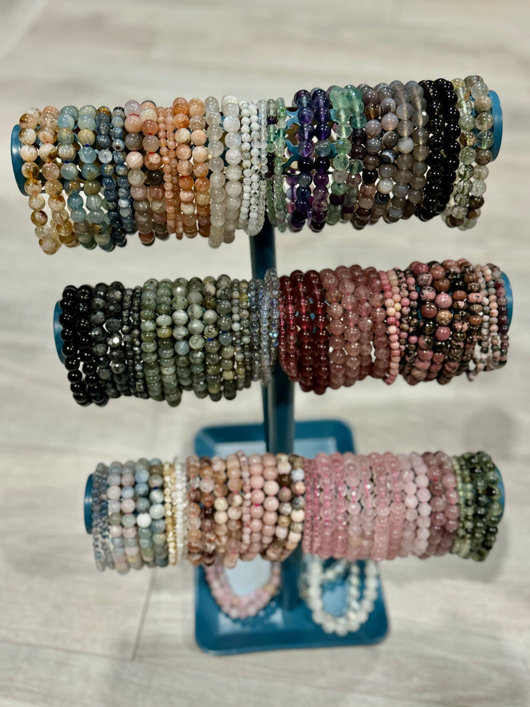 A-Z Mystery 8mm Beaded stretch stone bracelet