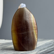 Yellow and Purple Fluorite Flame with Mica Specimen