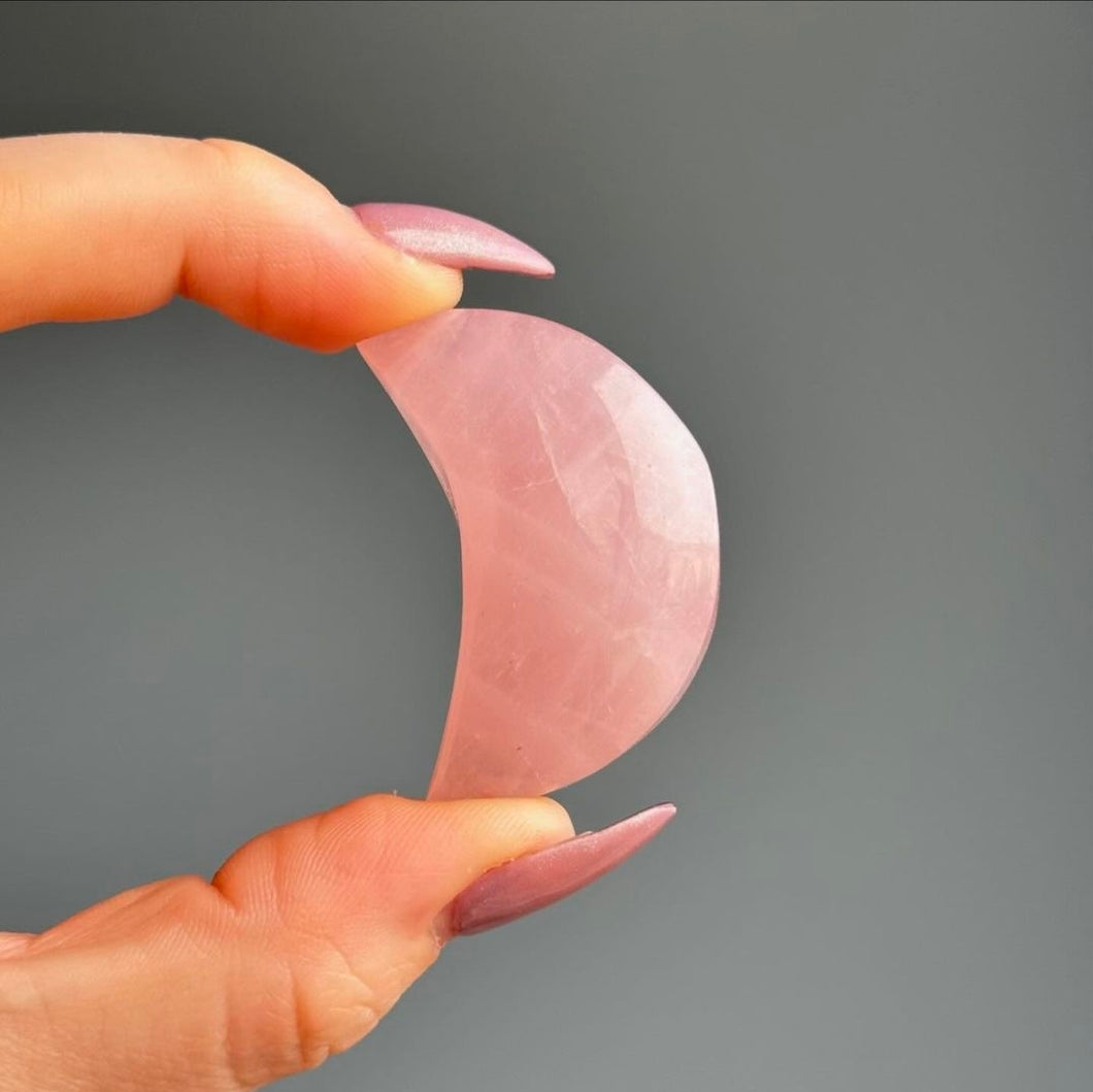 Rose Quartz Moon Carving Specimen