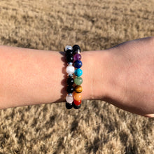 7 Chakra Healing Stretch Bracelet with Lava Stone - Rose Gold