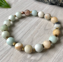 Amazonite Stretch Bracelet with Gold Hematite Spacers (38)