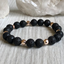 Lava Stone Diffuser Stretch Bracelet Rose Gold Hematite Spacers