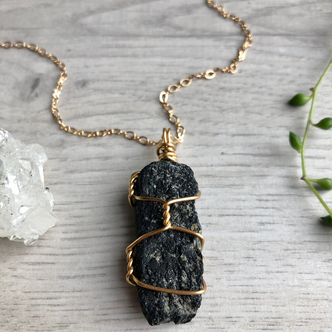 Black Tourmaline wire wrapped necklace