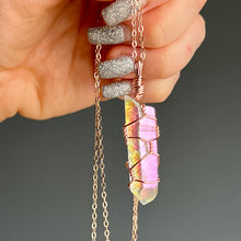 Angel aura quartz wire wrapped crystal necklaces