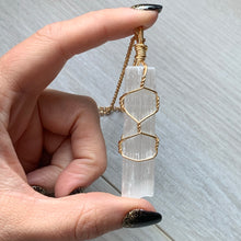Selenite Wand Crystal Wire Wrapped Necklace