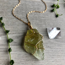Green Calcite (Raw) Wire Wrapped Necklace