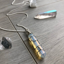 Opalite wire wrapped crystal necklace