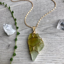Green Calcite (Raw) Wire Wrapped Necklace