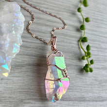 Angel Aura Quartz Wire Wrapped Crystal Necklace