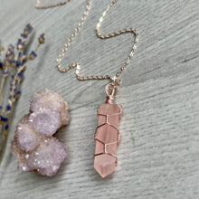 Rose Quartz wire wrapped crystal necklace