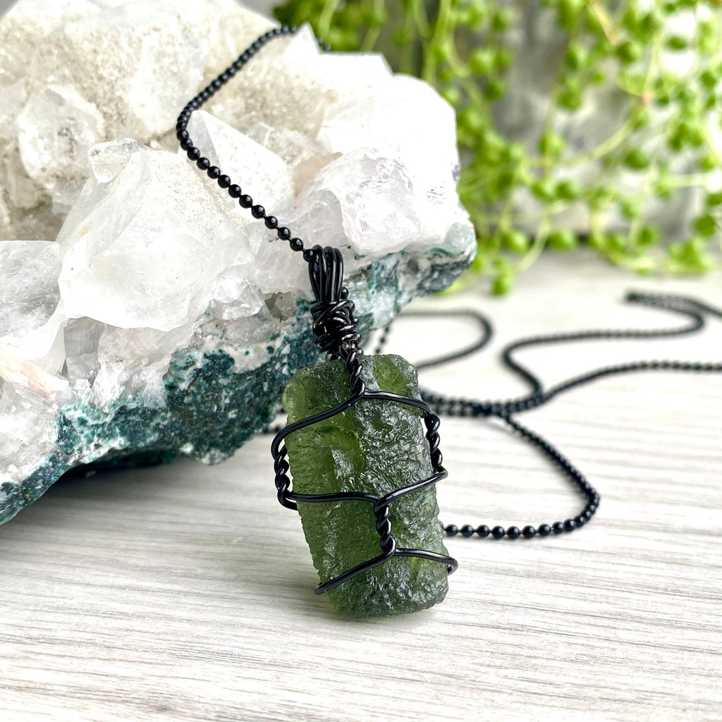 Mens store moldavite necklace