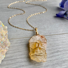 Citrine Wire Wrapped Crystal Necklace