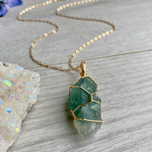 Fluorite (Raw) Wire Wrapped Crystal Necklace