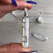 Opalite wire wrapped crystal necklace
