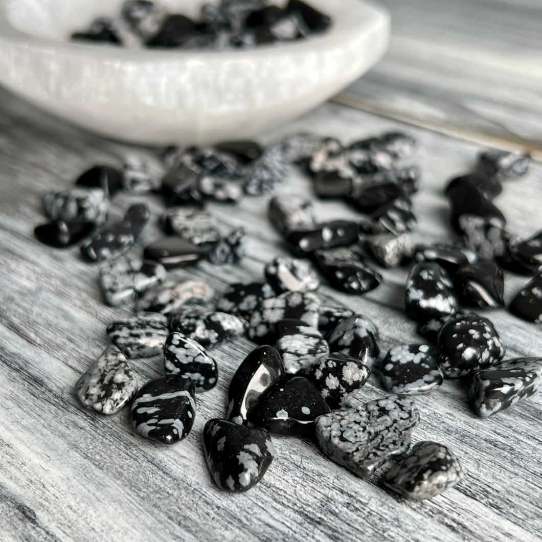 Snowflake Obsidian x4 (xm) tumbled Pocket Stone Specimen