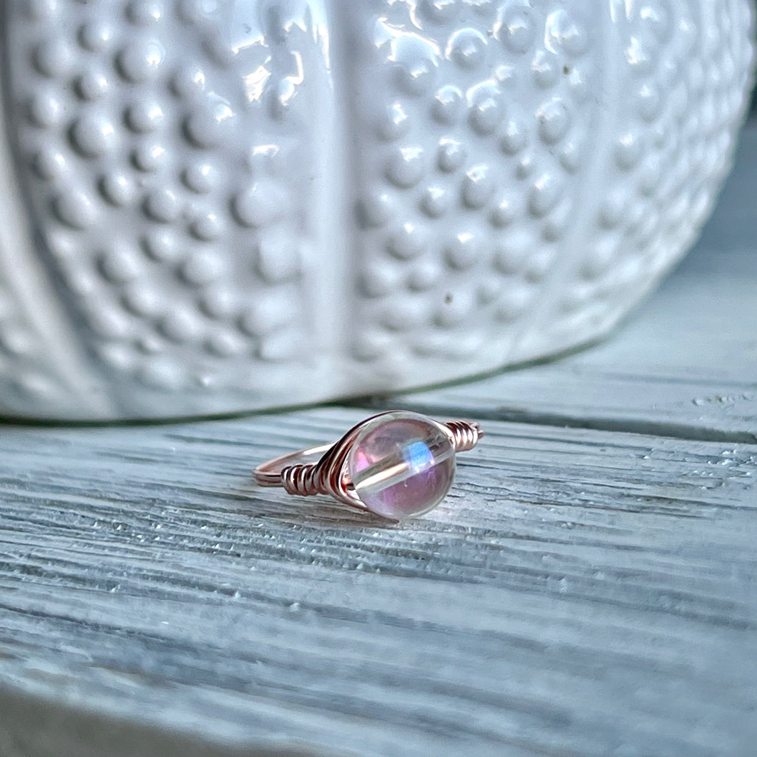 Angel Aura Quartz Wire Wrapped Ring