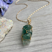 Fluorite (Raw) Wire Wrapped Crystal Necklace