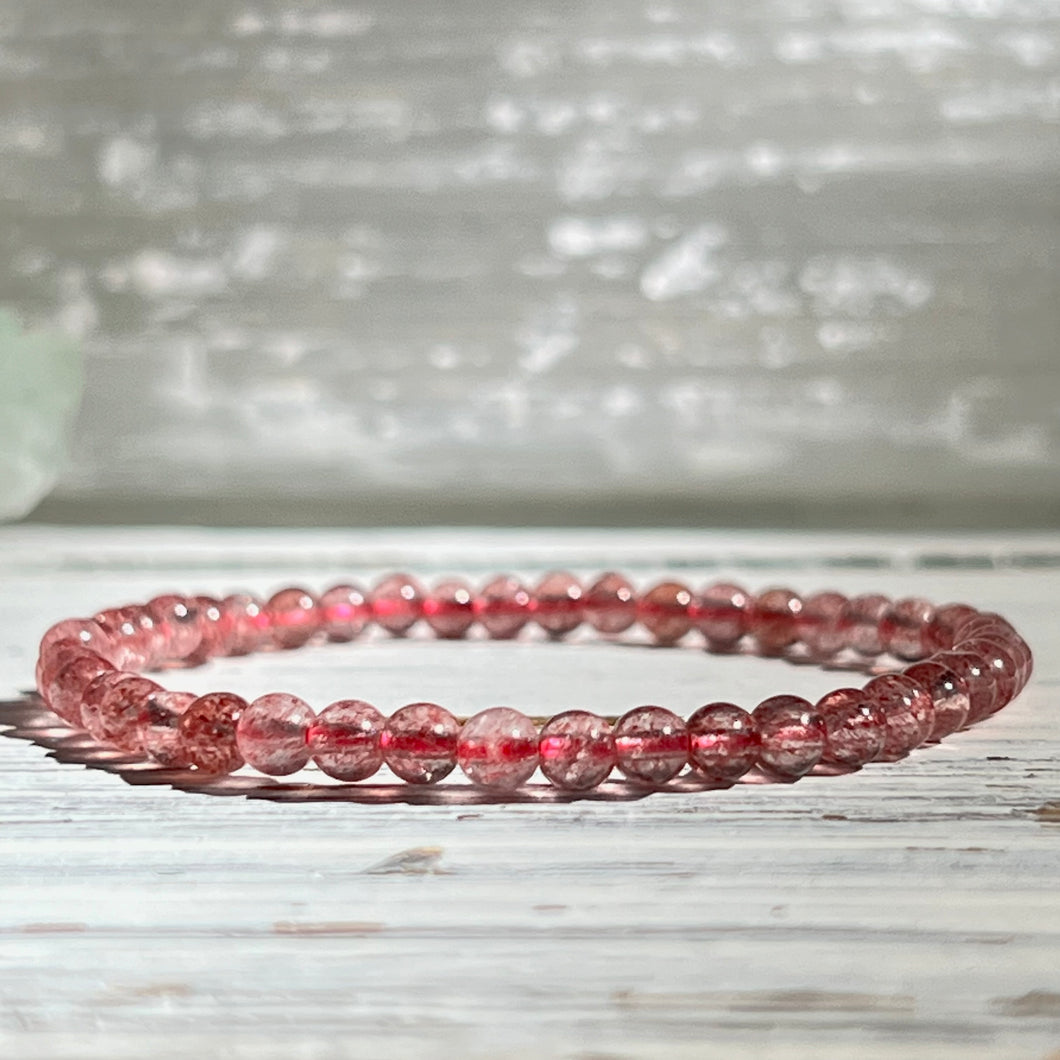 Strawberry Quartz Beaded Stretch Bracelet