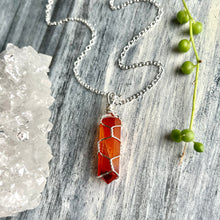 Carnelian Wire Wrapped Crystal Necklace