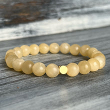 Yellow Calcite Stretch Bracelet with Gold Hematite Spacer