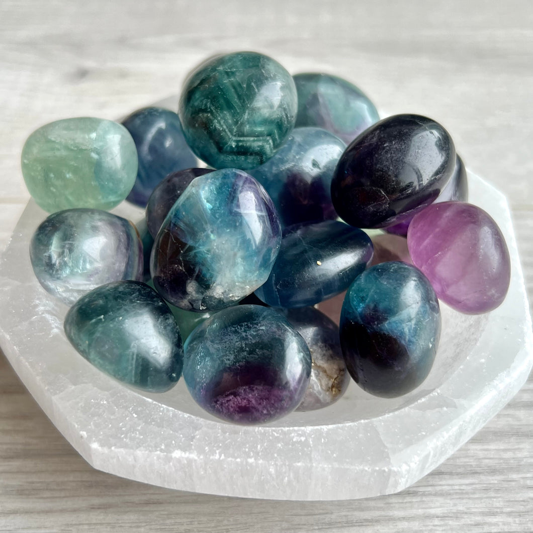 Rainbow Fluorite (med) Tumbled Pocket Stone Crystal Specimen