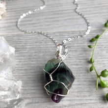 Rainbow Fluorite (Raw) Wire Wrapped Necklace
