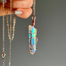 Angel aura quartz wire wrapped crystal necklaces
