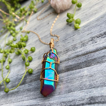 Titanium Aura Quartz wire wrapped necklace