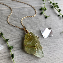 Green Calcite (Raw) Wire Wrapped Necklace