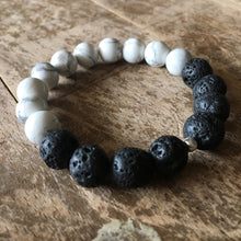Howlite/Lava Diffuser Beaded Stretch Bracelet - 10mm Beads