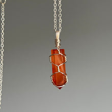 Carnelian Wire Wrapped Crystal Necklace