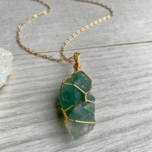 Fluorite (Raw) Wire Wrapped Crystal Necklace