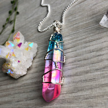 Aura Quartz wire wrapped necklace