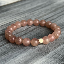 Strawberry Quartz  with Hematite Spacer Stretch Bracelet