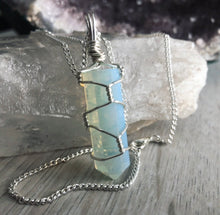 Opalite wire wrapped crystal necklace