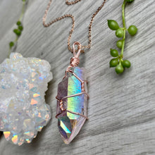 Angel Aura Quartz Wire Wrapped Crystal Necklace