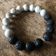 Howlite/Lava Diffuser Beaded Stretch Bracelet - 10mm Beads
