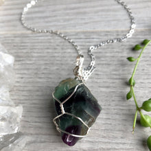 Rainbow Fluorite (Raw) Wire Wrapped Necklace