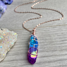Aura Quartz wire wrapped crystal necklace