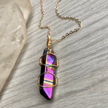 Titanium Aura Quartz wire wrapped necklace