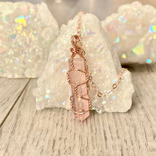 Rose Quartz wire wrapped crystal necklace