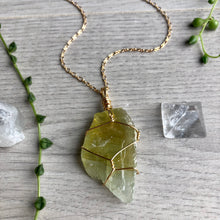Green Calcite (Raw) Wire Wrapped Necklace