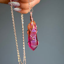 Aura Quartz wire wrapped necklace
