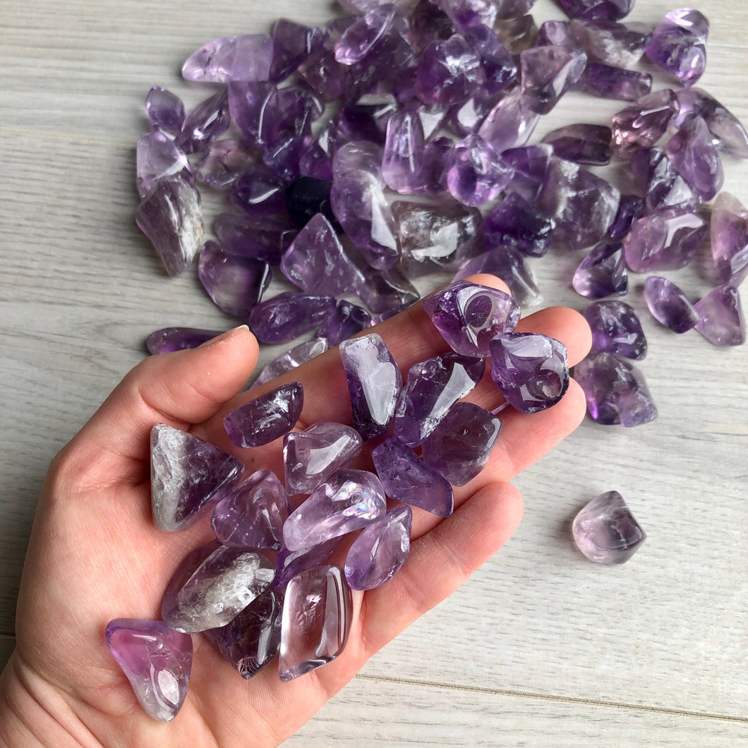 Amethyst tumbled pocket stone crystal specimen