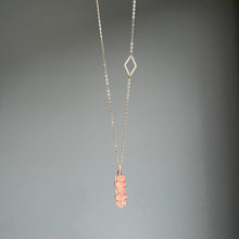 Rose Quartz with Diamond wire wrapped crystal necklace