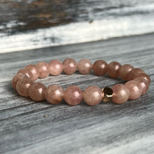 Strawberry Quartz  with Hematite Spacer Stretch Bracelet