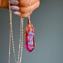 Aura Quartz wire wrapped necklace